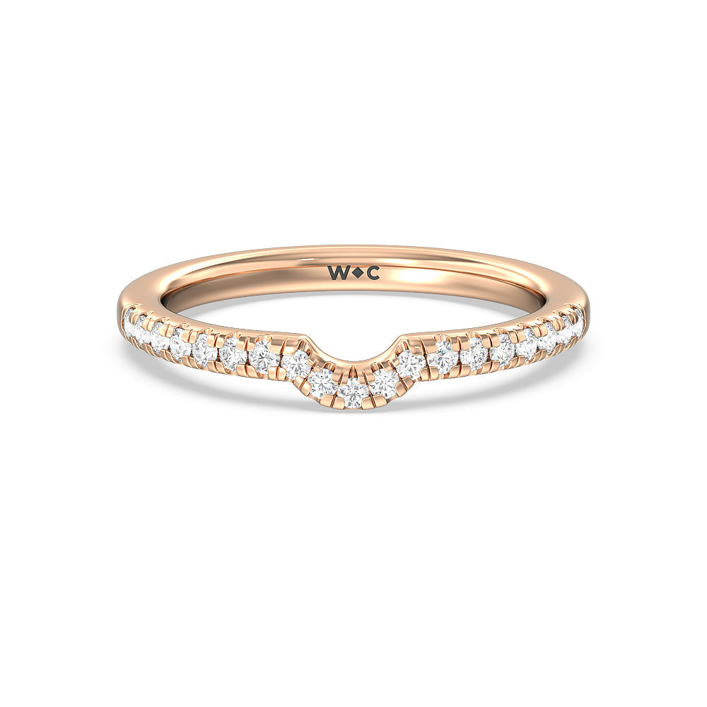 Classic Pave Under Halo Diamond Wedding Band with 18KT Rose Gold Cut Diamond in 14KT Rose Gold view 1
