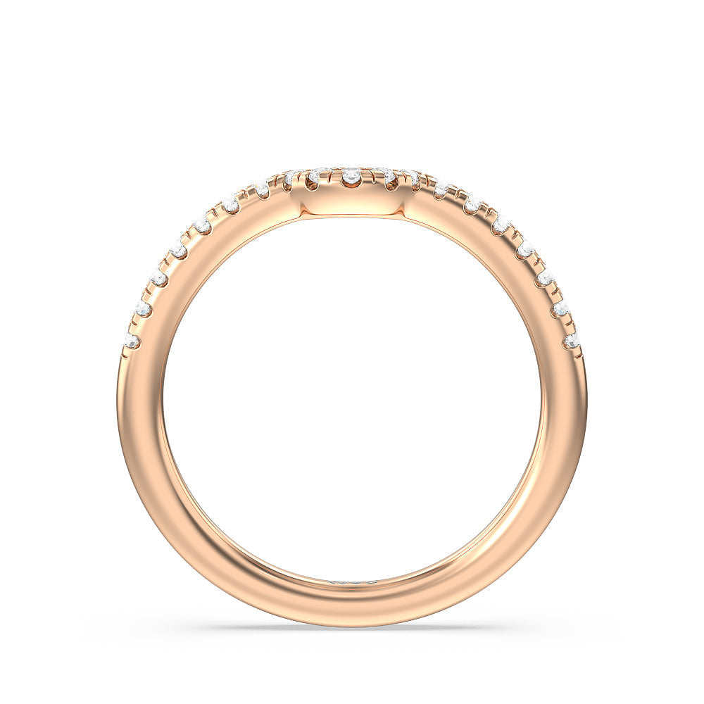 Classic Pave Under Halo Diamond Wedding Band with 18KT Rose Gold Cut Diamond in 14KT Rose Gold view 2
