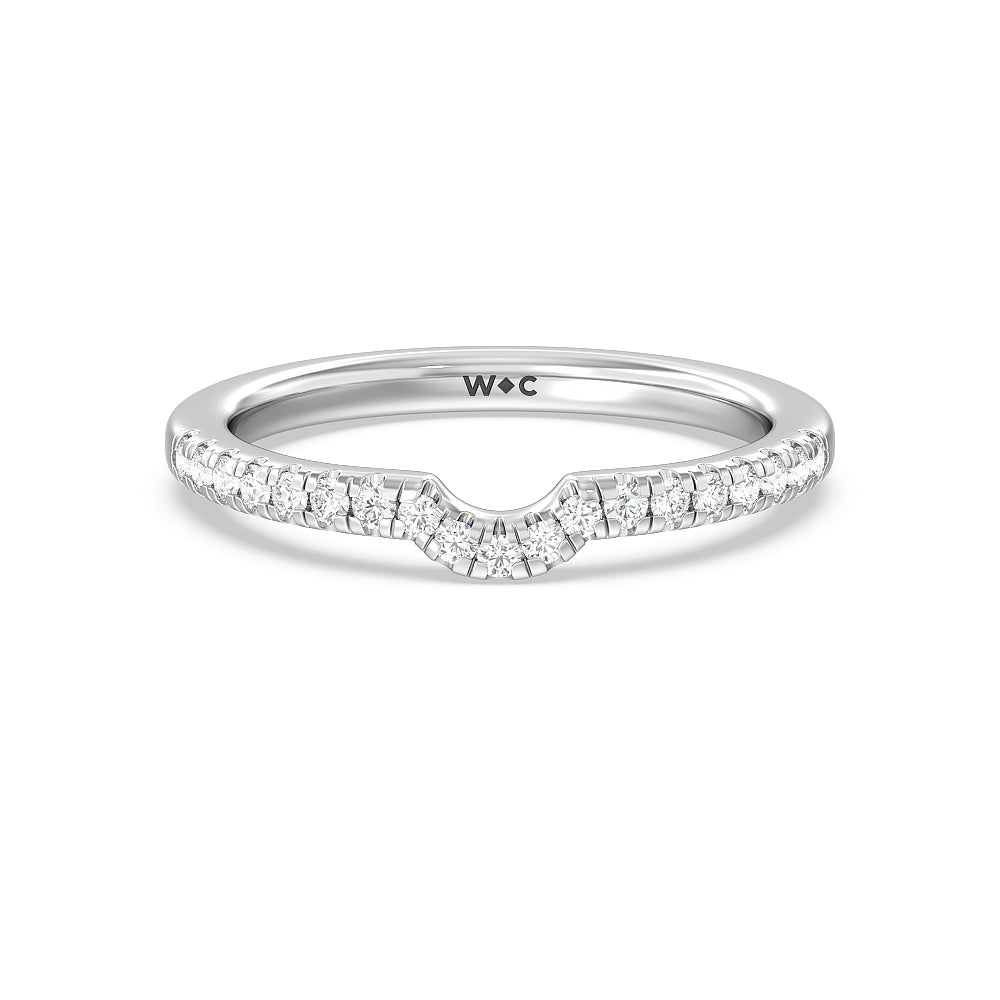 Classic Pave Under Halo Diamond Wedding Band with Platinum Cut Diamond in 14KT Platinum view 1
