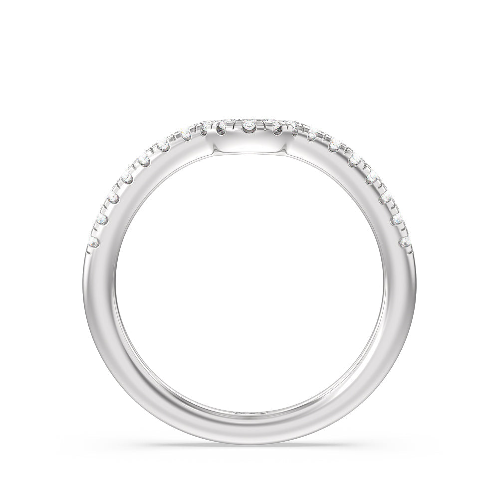 Classic Pave Under Halo Diamond Wedding Band with Platinum Cut Diamond in 14KT Platinum view 2
