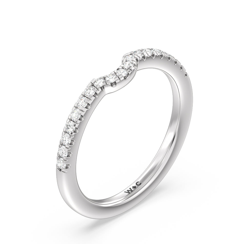 Classic Pave Under Halo Diamond Wedding Band with Platinum Cut Diamond in 14KT Platinum view 4
