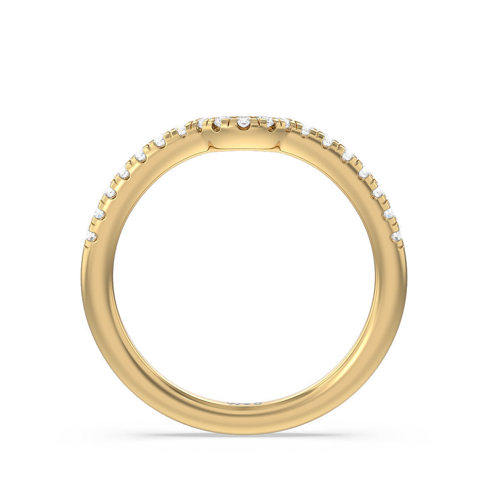 Classic Pave Under Halo Diamond Wedding Band with 18KT Yellow Gold Cut Diamond in 14KT Yellow Gold view 2
