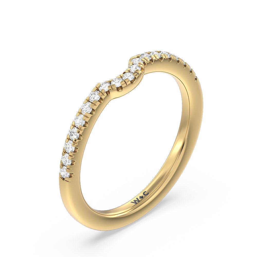 Classic Pave Under Halo Diamond Wedding Band with 18KT Yellow Gold Cut Diamond in 14KT Yellow Gold view 4
