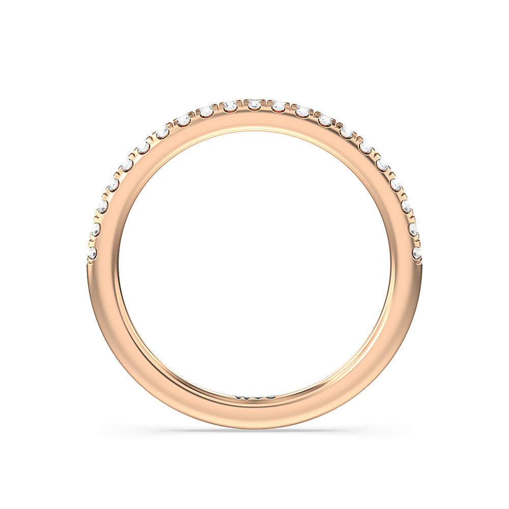 Cathedral Halo Diamond Wedding Band with 18KT Rose Gold Cut Diamond in 14KT Rose Gold view 2

