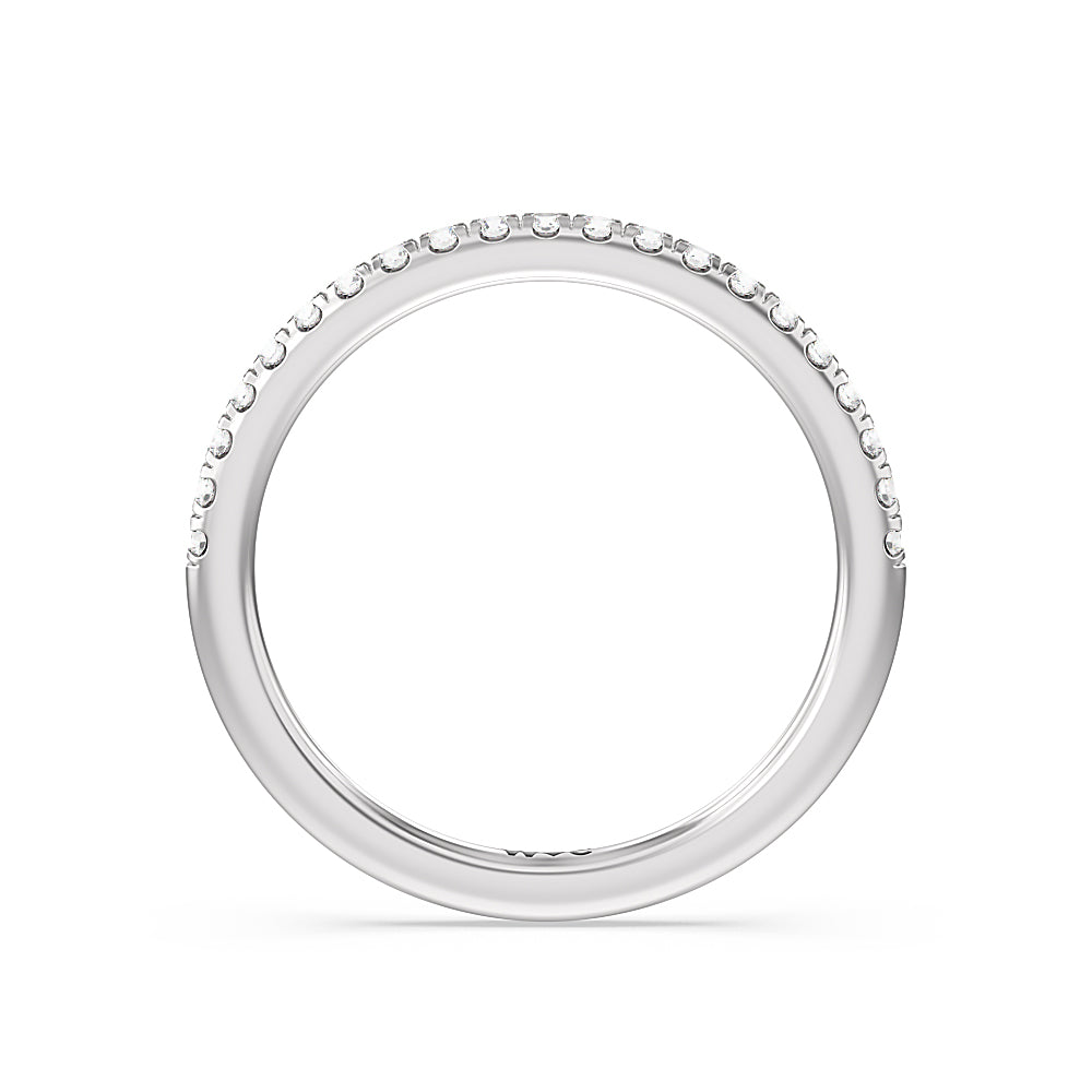 Cathedral Halo Diamond Wedding Band with Platinum Cut Diamond in 14KT Platinum view 2
