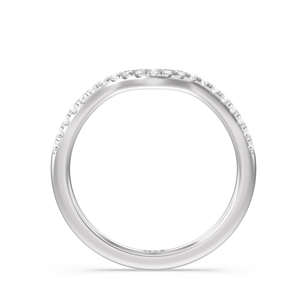 Twisted Shank Halo Diamond Wedding Band with Platinum Cut Diamond in 14KT Platinum view 2
