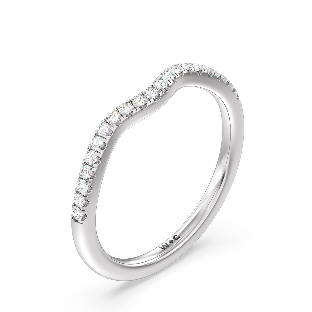 Twisted Shank Halo Diamond Wedding Band with Platinum Cut Diamond in 14KT Platinum view 4

