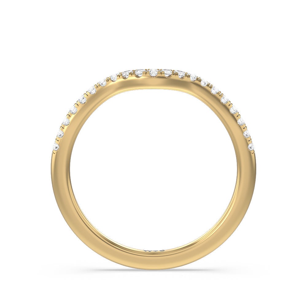 Twisted Shank Halo Diamond Wedding Band with 18KT Yellow Gold Cut Diamond in 14KT Yellow Gold view 2
