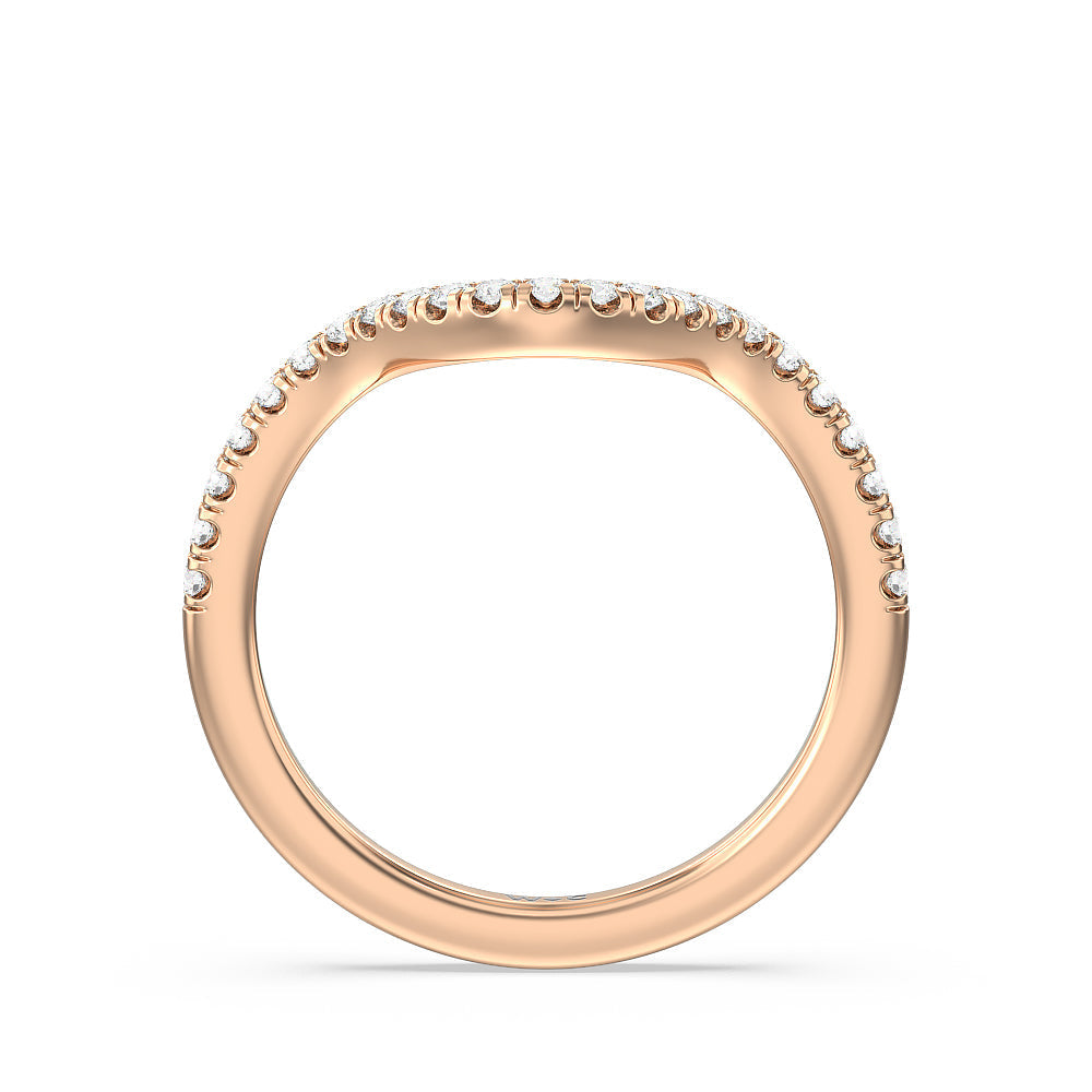 Twisted Halo Diamond Wedding Band with 18KT Rose Gold Cut Diamond in 14KT Rose Gold view 2
