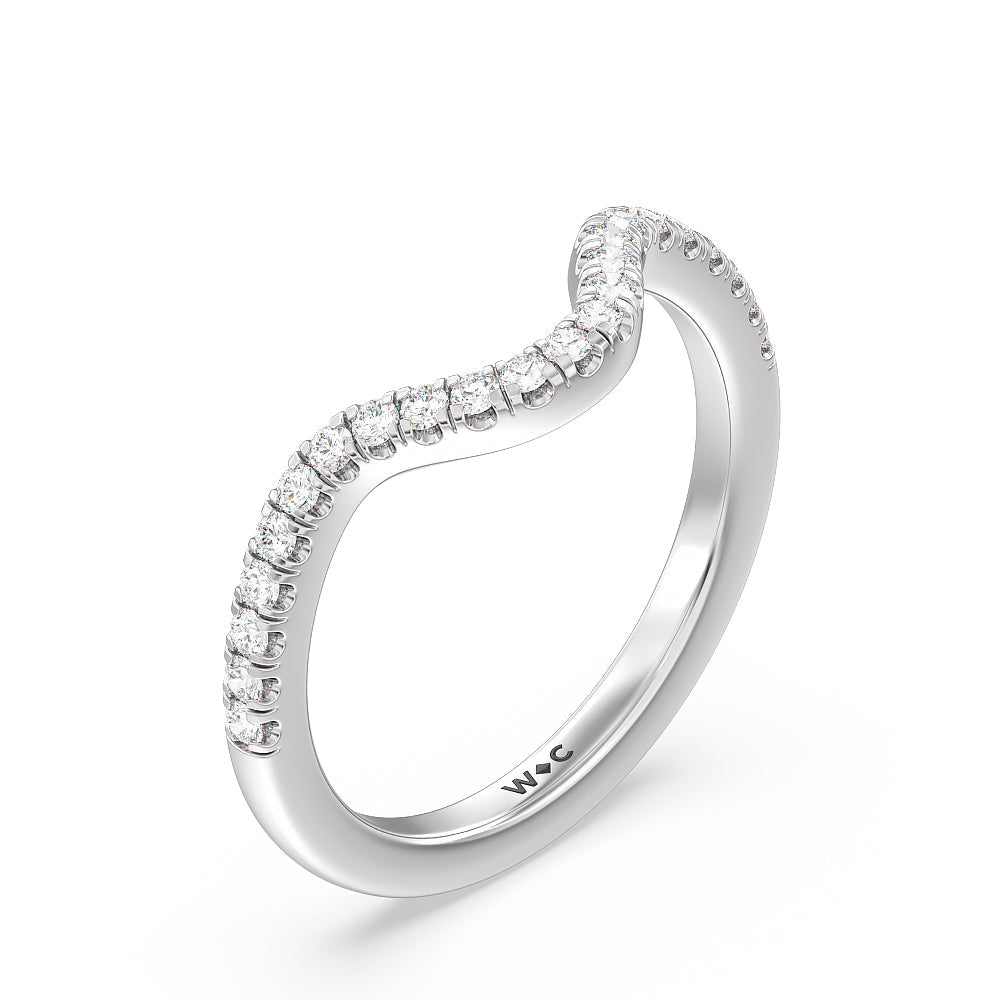 Twisted Halo Diamond Wedding Band with Platinum Cut Diamond in 14KT Platinum view 4
