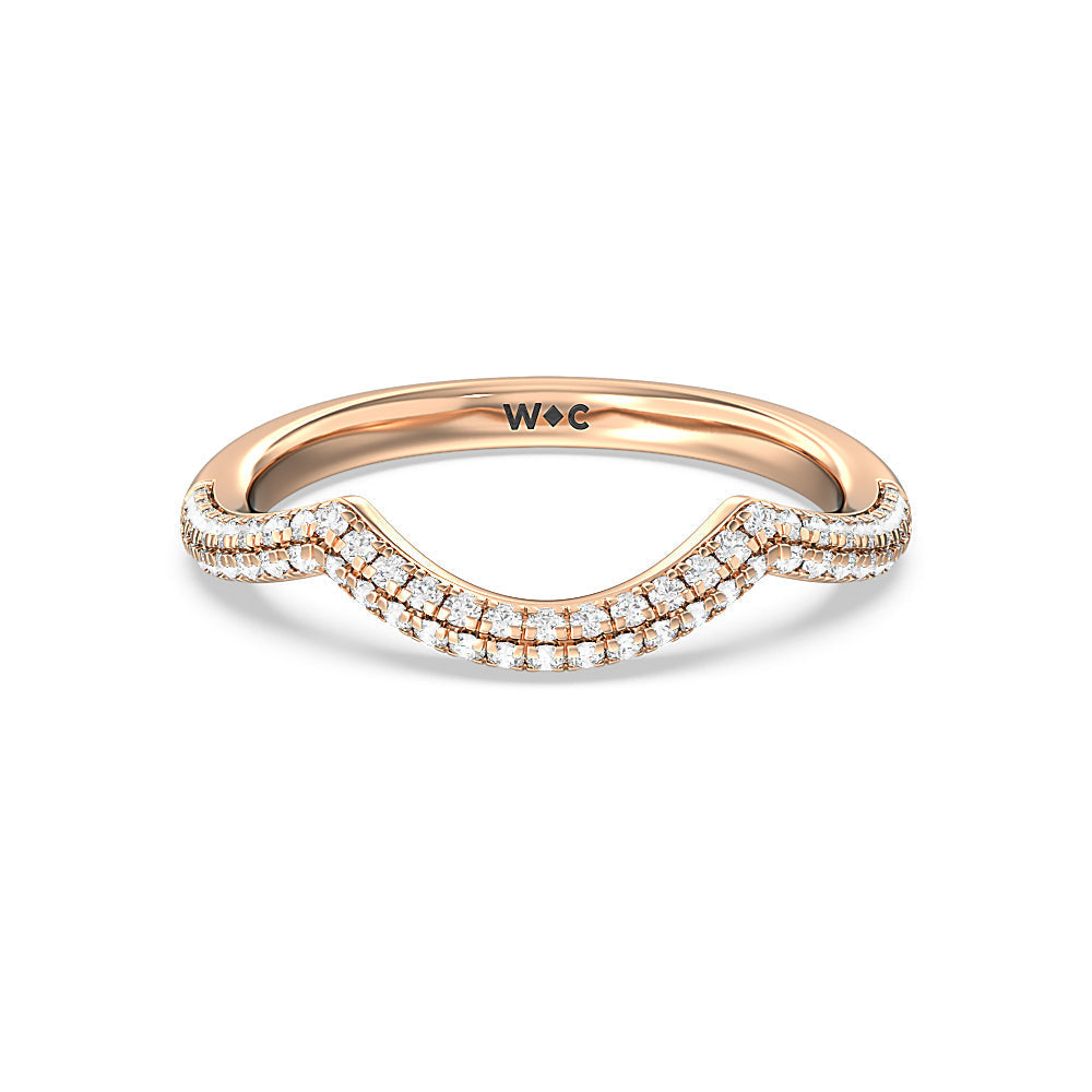 Three Row Cross Diamond Wedding Band with 18KT Rose Gold Cut Diamond in 14KT Rose Gold view 1
