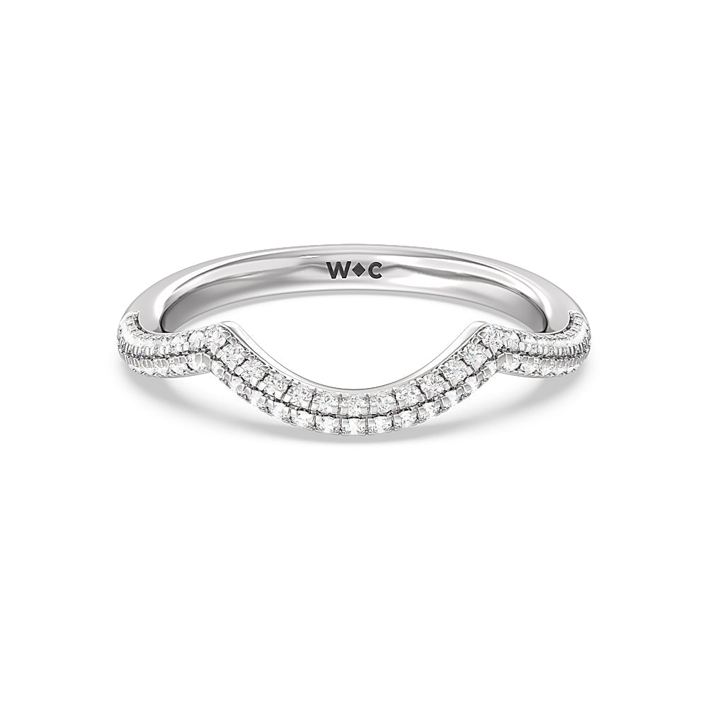 Three Row Cross Diamond Wedding Band with Platinum Cut Diamond in 14KT Platinum view 1
