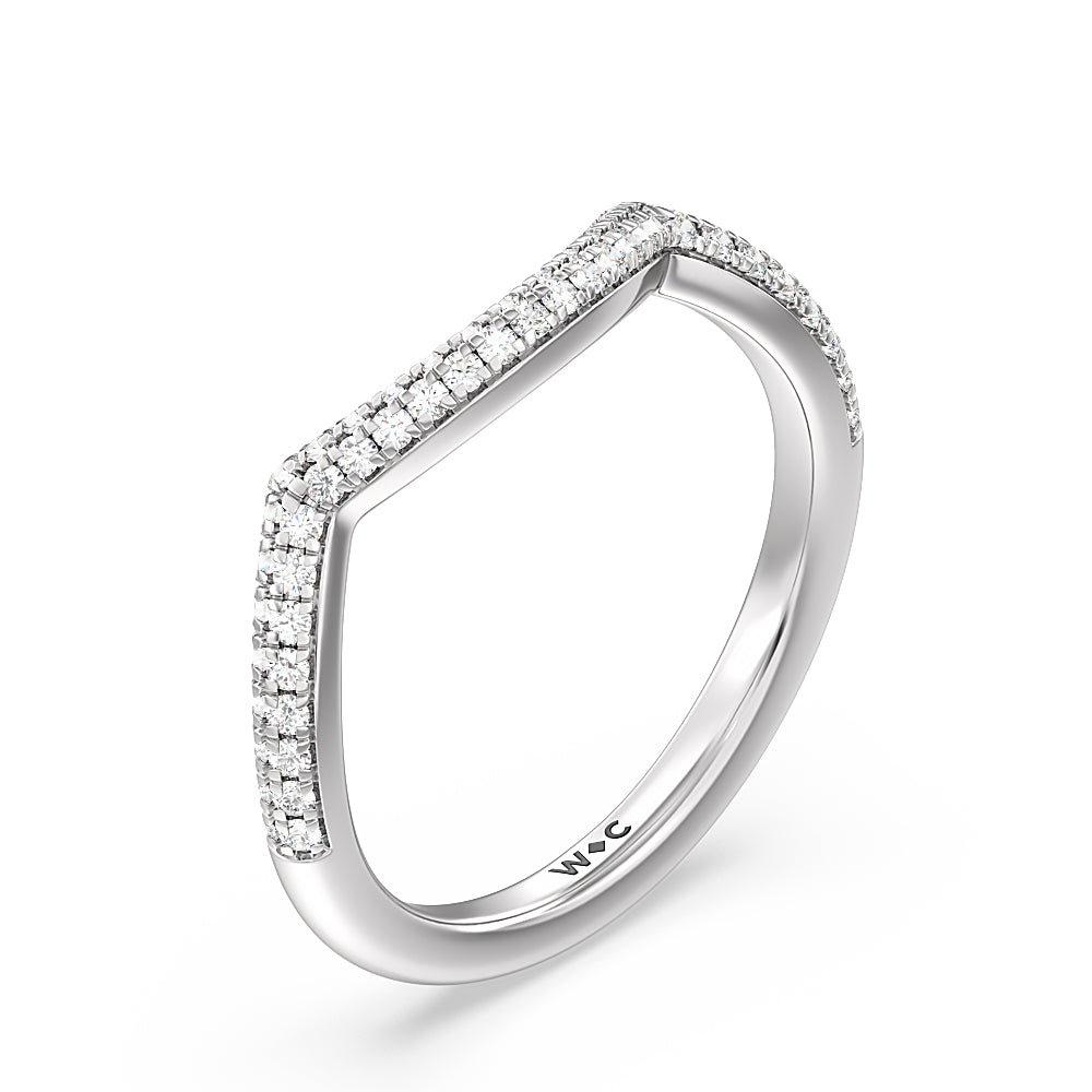 Three Row Cross Diamond Wedding Band with Platinum Cut Diamond in 14KT Platinum view 4
