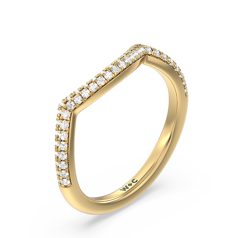 Three Row Cross Diamond Wedding Band with 18KT Yellow Gold Cut Diamond in 14KT Yellow Gold view 4
