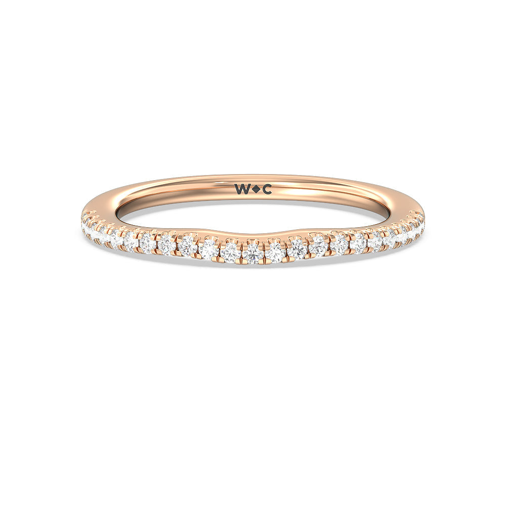 Split Pave Shank Halo Diamond Wedding Band with 18KT Rose Gold Cut Diamond in 14KT Rose Gold view 1
