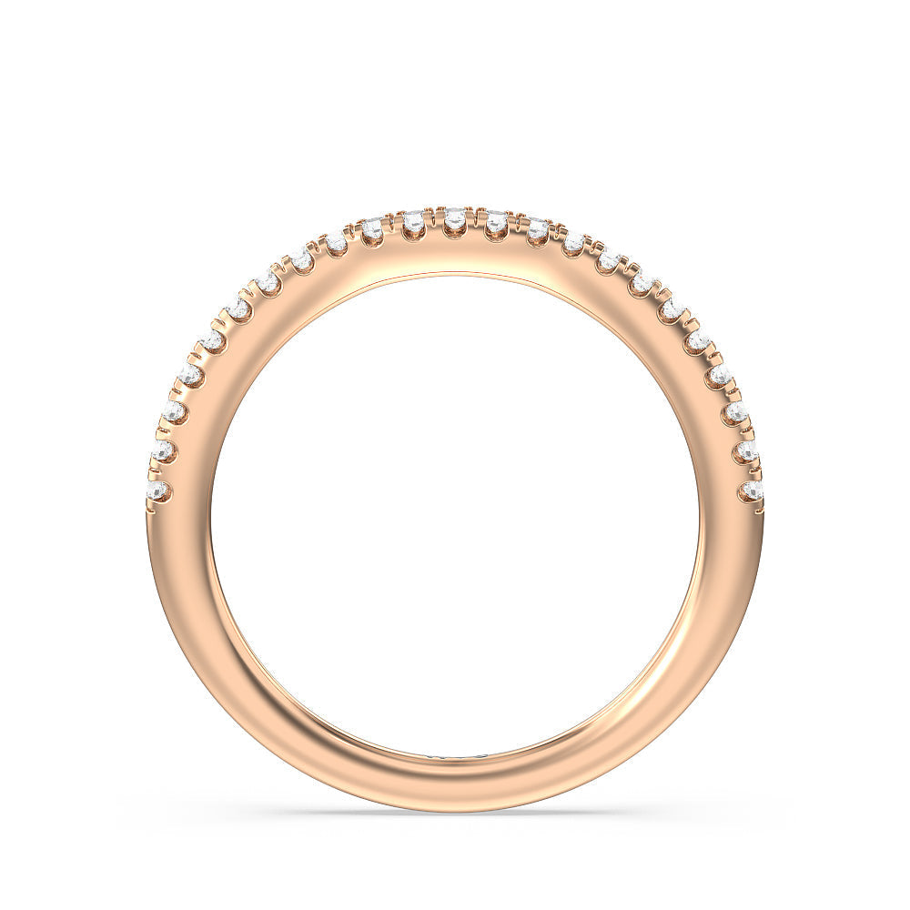 Split Pave Shank Halo Diamond Wedding Band with 18KT Rose Gold Cut Diamond in 14KT Rose Gold view 2
