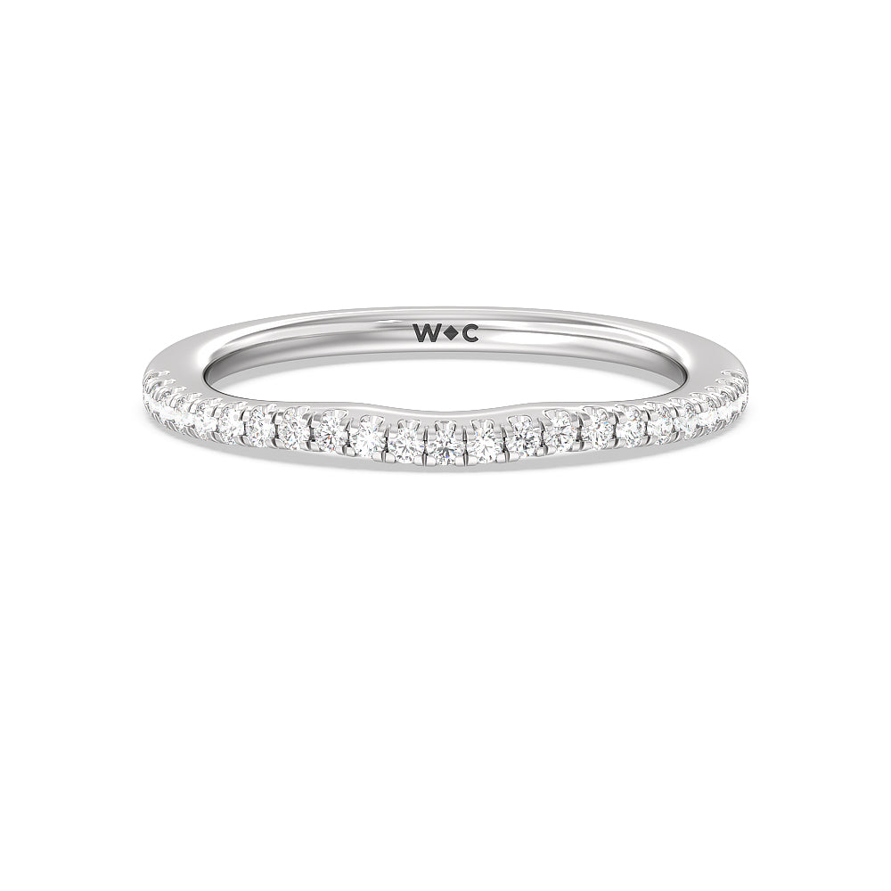 Split Pave Shank Halo Diamond Wedding Band with Platinum Cut Diamond in 14KT Platinum view 1
