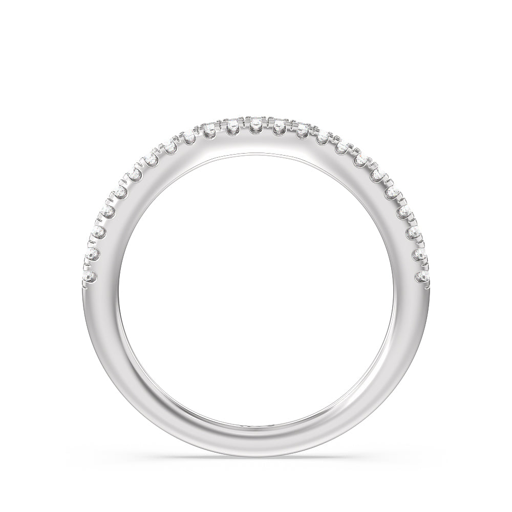 Split Pave Shank Halo Diamond Wedding Band with Platinum Cut Diamond in 14KT Platinum view 2
