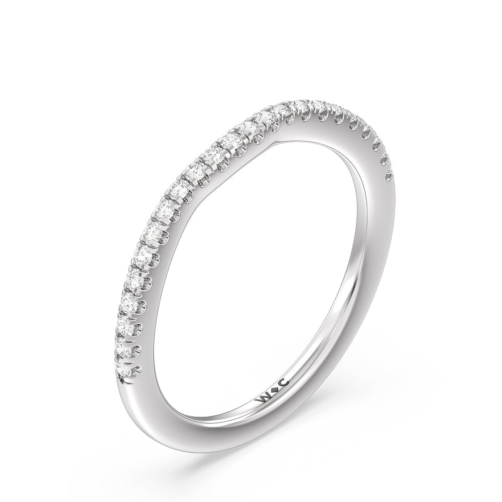 Split Pave Shank Halo Diamond Wedding Band with Platinum Cut Diamond in 14KT Platinum view 4
