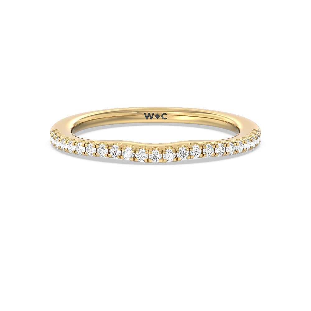 Split Pave Shank Halo Diamond Wedding Band with 18KT Yellow Gold Cut Diamond in 14KT Yellow Gold view 1
