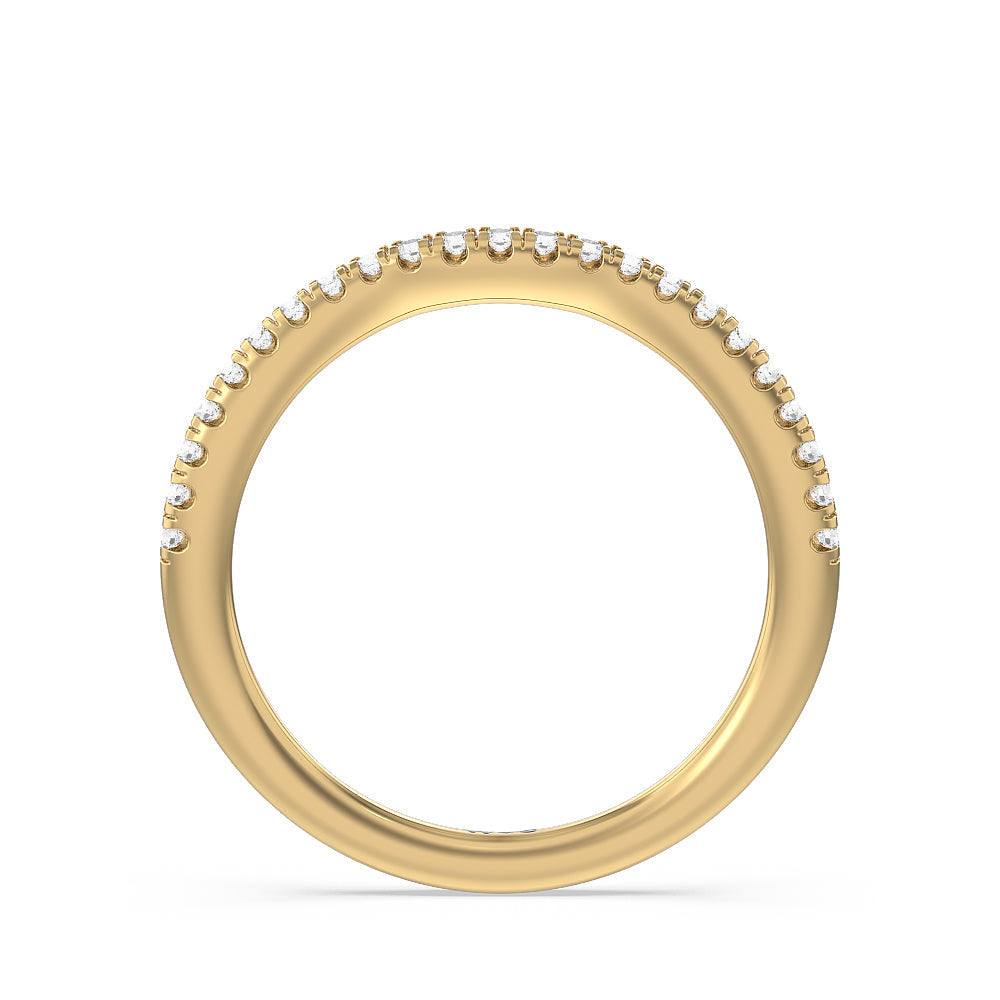 Split Pave Shank Halo Diamond Wedding Band with 18KT Yellow Gold Cut Diamond in 14KT Yellow Gold view 2

