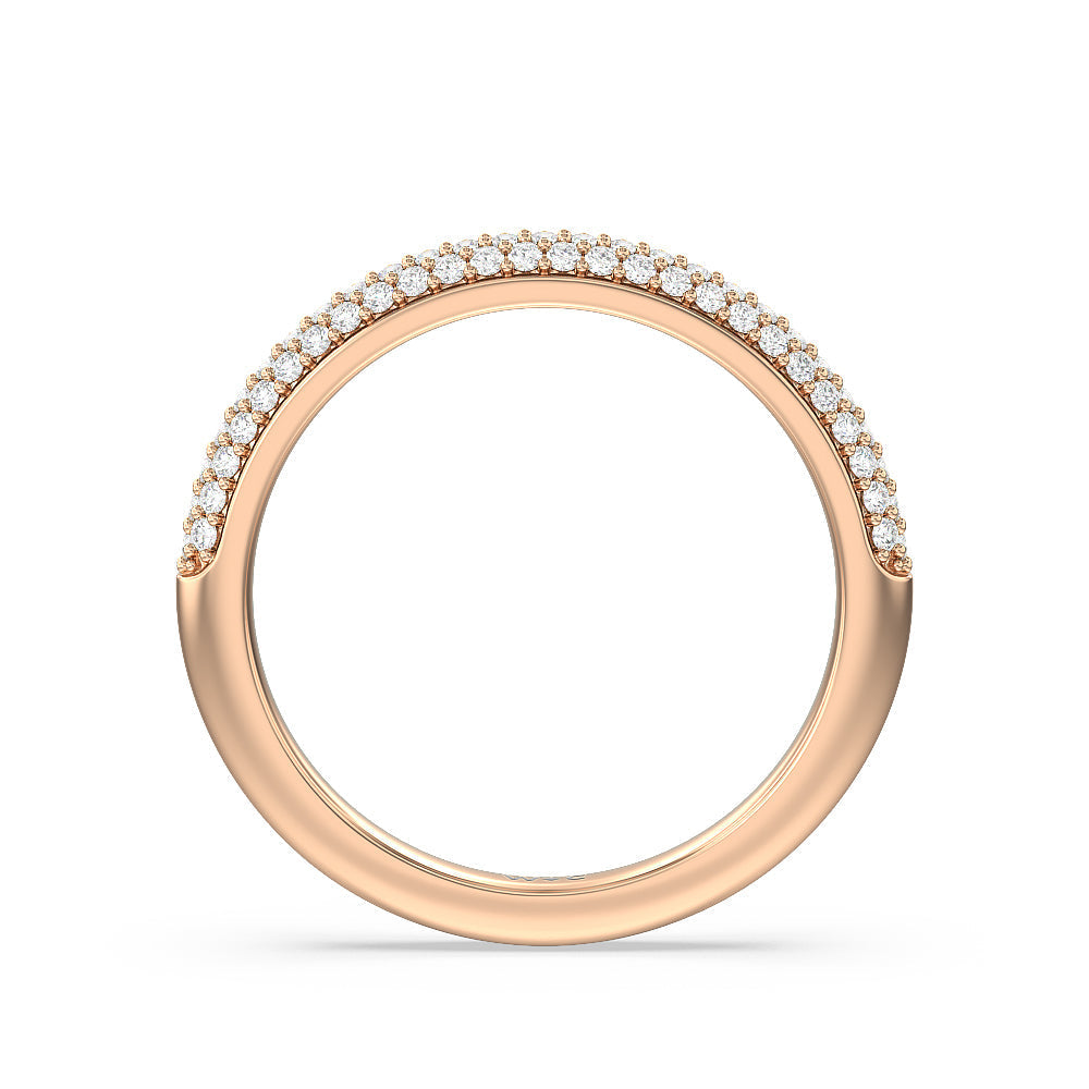 Baguette Halo Diamond Wedding Band with 18KT Rose Gold Cut Diamond in 14KT Rose Gold view 2
