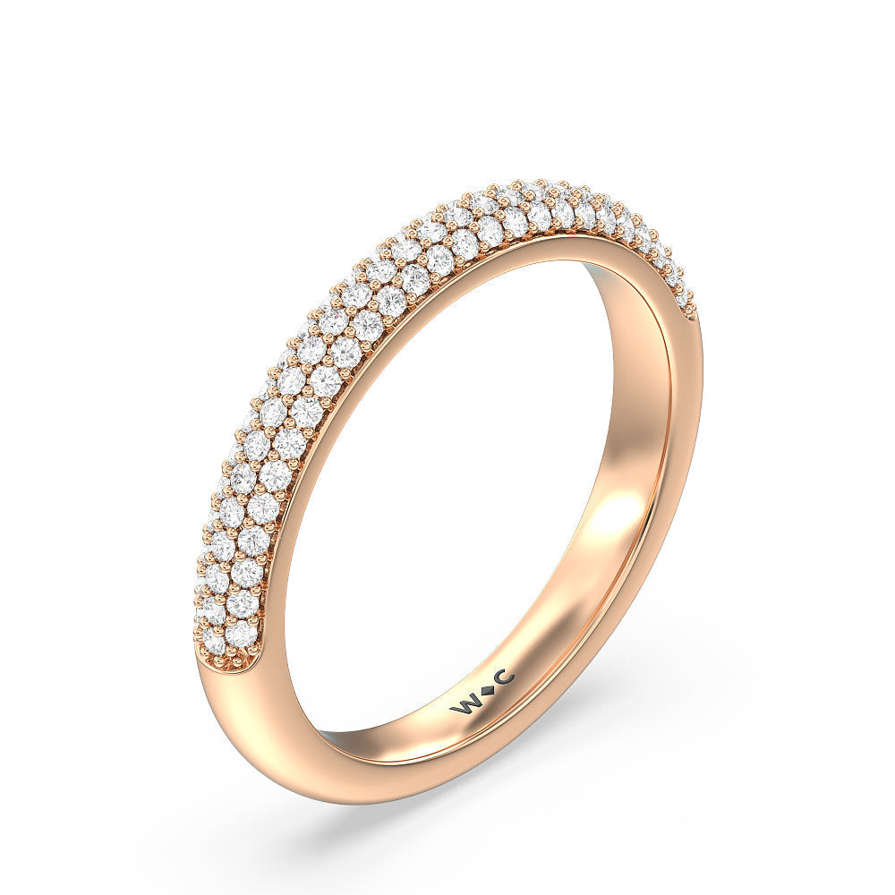Baguette Halo Diamond Wedding Band with 18KT Rose Gold Cut Diamond in 14KT Rose Gold view 4
