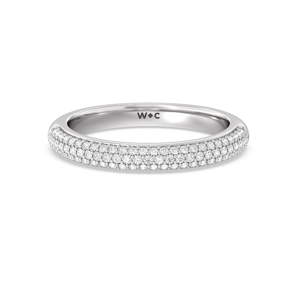 Baguette Halo Diamond Wedding Band with Platinum Cut Diamond in 14KT Platinum view 1
