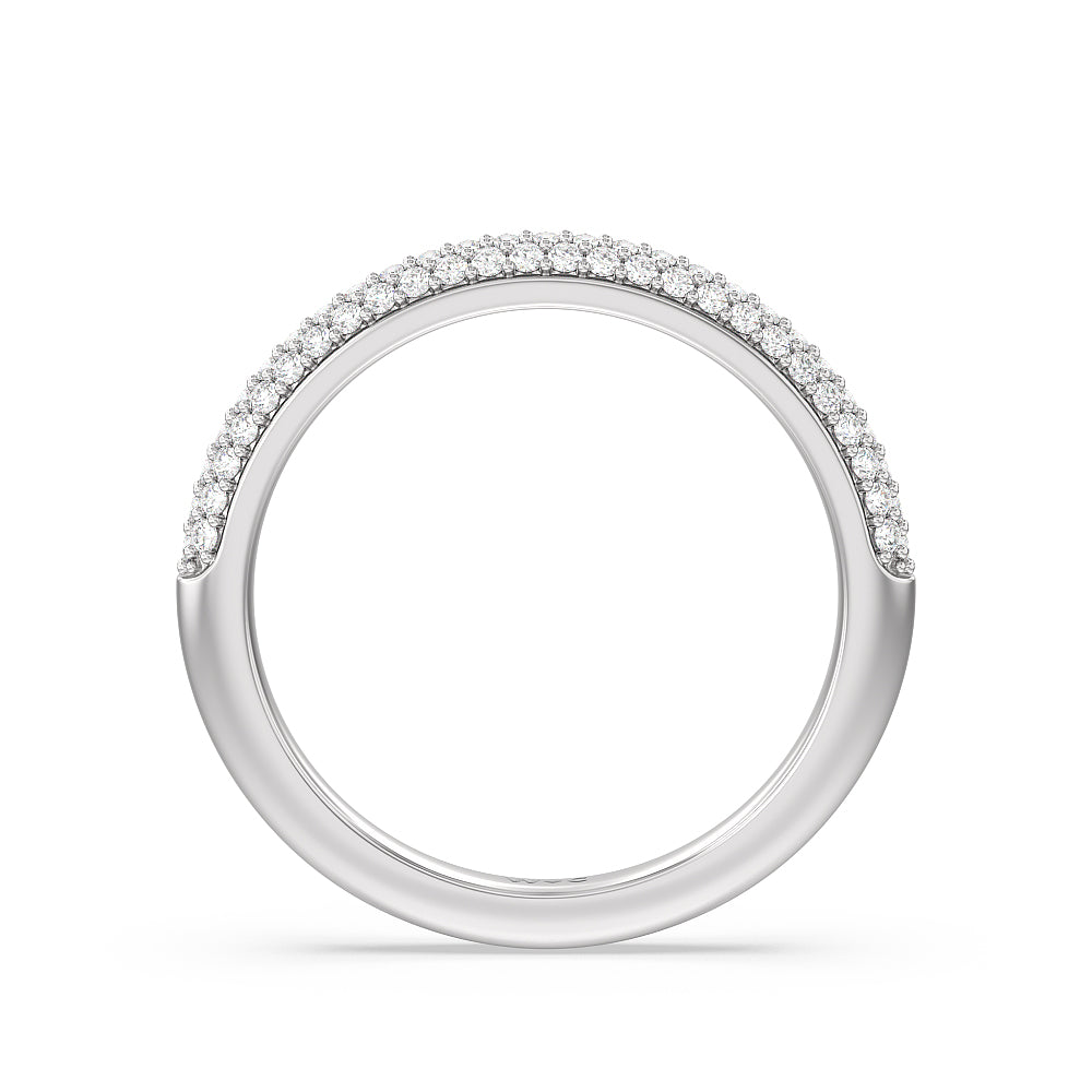 Baguette Halo Diamond Wedding Band with Platinum Cut Diamond in 14KT Platinum view 2
