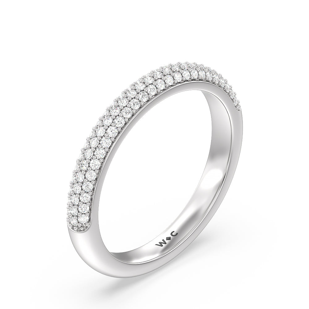 Baguette Halo Diamond Wedding Band with Platinum Cut Diamond in 14KT Platinum view 4
