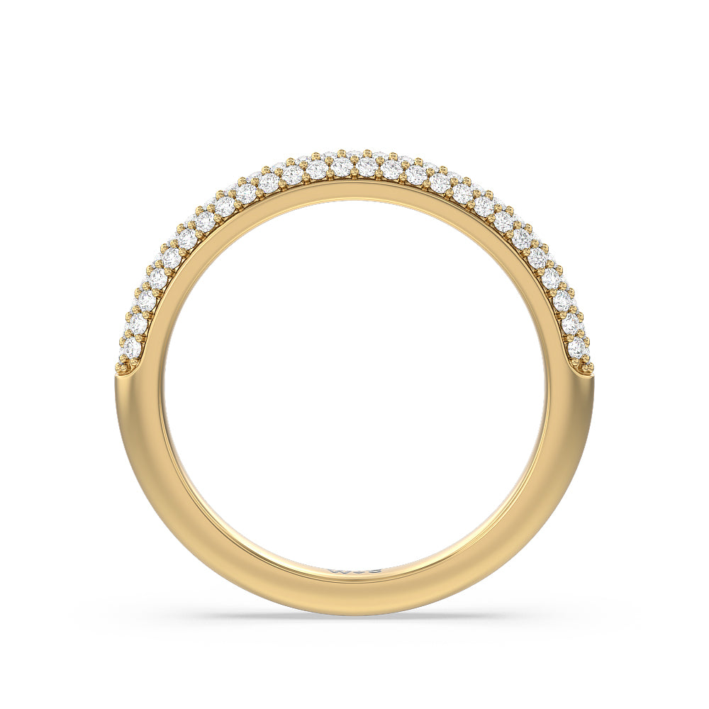 Baguette Halo Diamond Wedding Band with 18KT Yellow Gold Cut Diamond in 14KT Yellow Gold view 2
