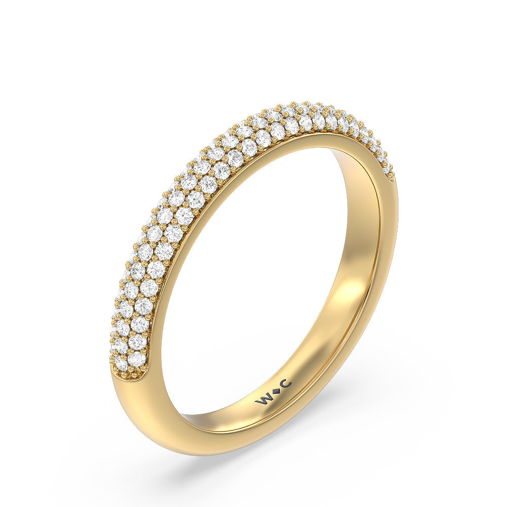 Baguette Halo Diamond Wedding Band with 18KT Yellow Gold Cut Diamond in 14KT Yellow Gold view 4
