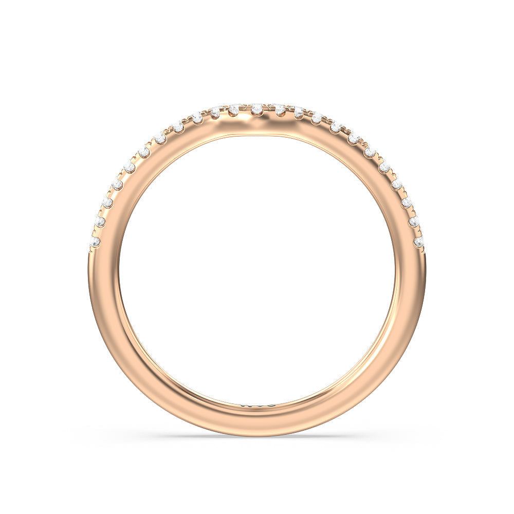 Six Prong Tulip Solitaire Diamond Wedding Band with 18KT Rose Gold Cut Diamond in 14KT Rose Gold view 2
