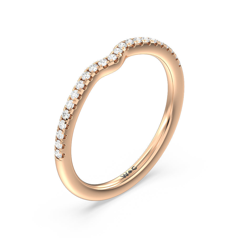Six Prong Tulip Solitaire Diamond Wedding Band with 18KT Rose Gold Cut Diamond in 14KT Rose Gold view 4
