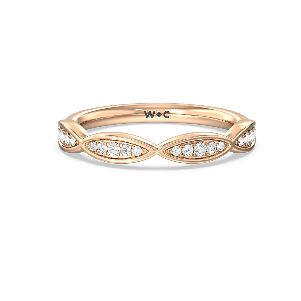 Diamond Braid Wedding Band with 18KT Rose Gold Cut Diamond in 14KT Rose Gold view 1
