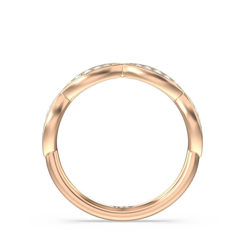 Diamond Braid Wedding Band with 18KT Rose Gold Cut Diamond in 14KT Rose Gold view 2
