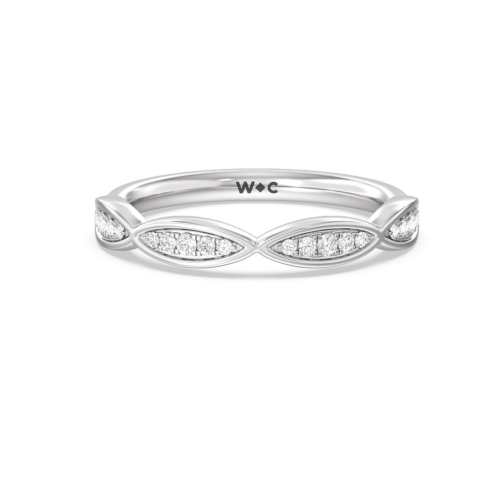 Diamond Braid Wedding Band with Platinum Cut Diamond in 14KT Platinum view 1
