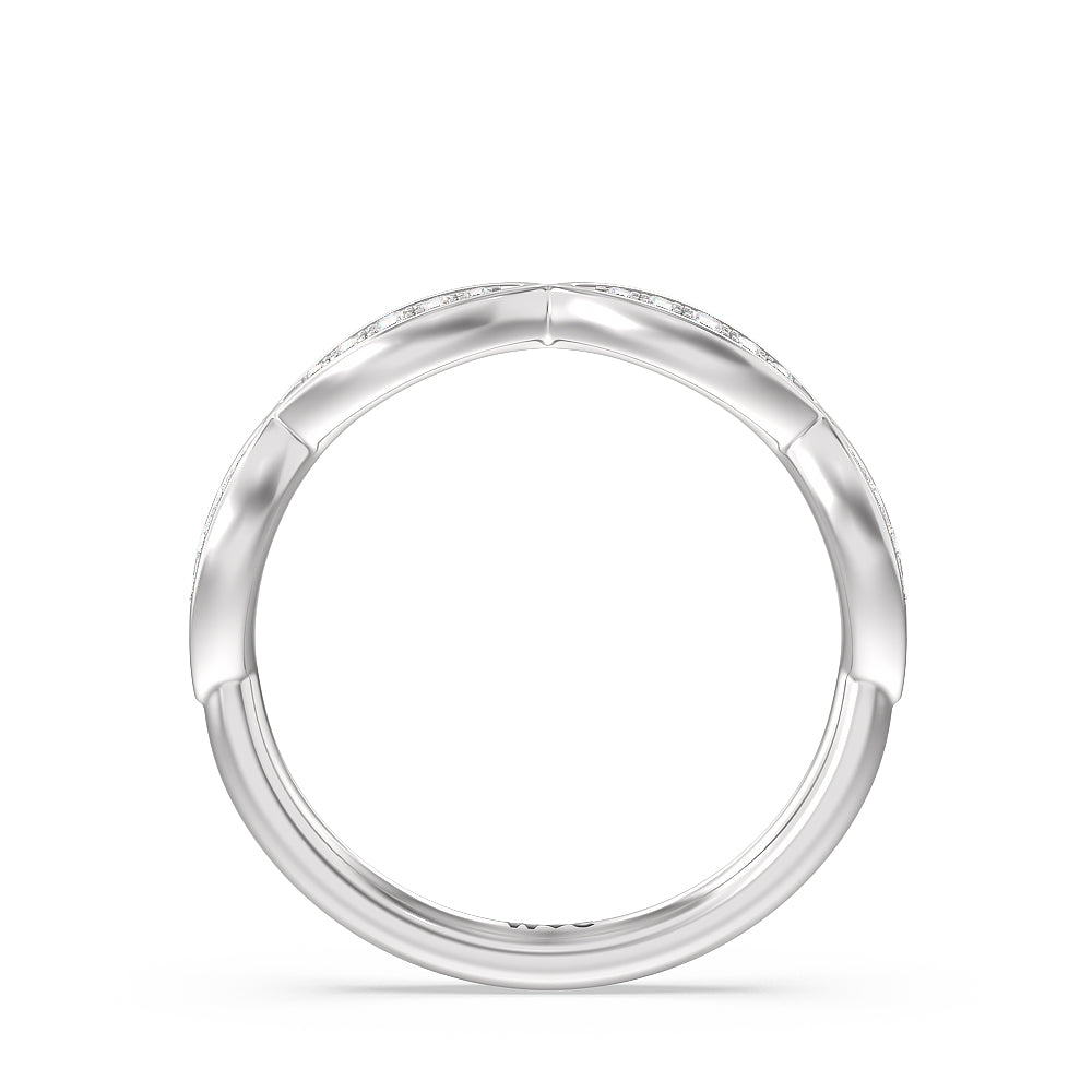 Diamond Braid Wedding Band with Platinum Cut Diamond in 14KT Platinum view 2
