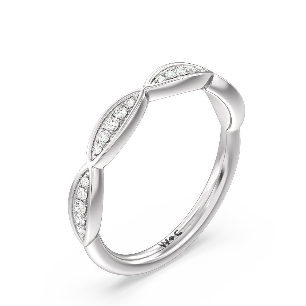 Diamond Braid Wedding Band with Platinum Cut Diamond in 14KT Platinum view 4
