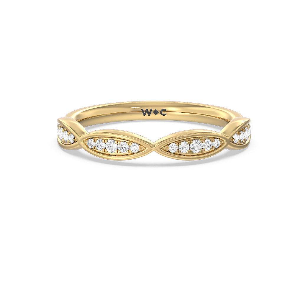 Diamond Braid Wedding Band with 18KT Yellow Gold Cut Diamond in 14KT Yellow Gold view 1
