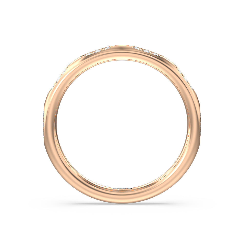 Composite Marquise Stationed Diamond Wedding Band with 18KT Rose Gold Cut Diamond in 14KT Rose Gold view 2
