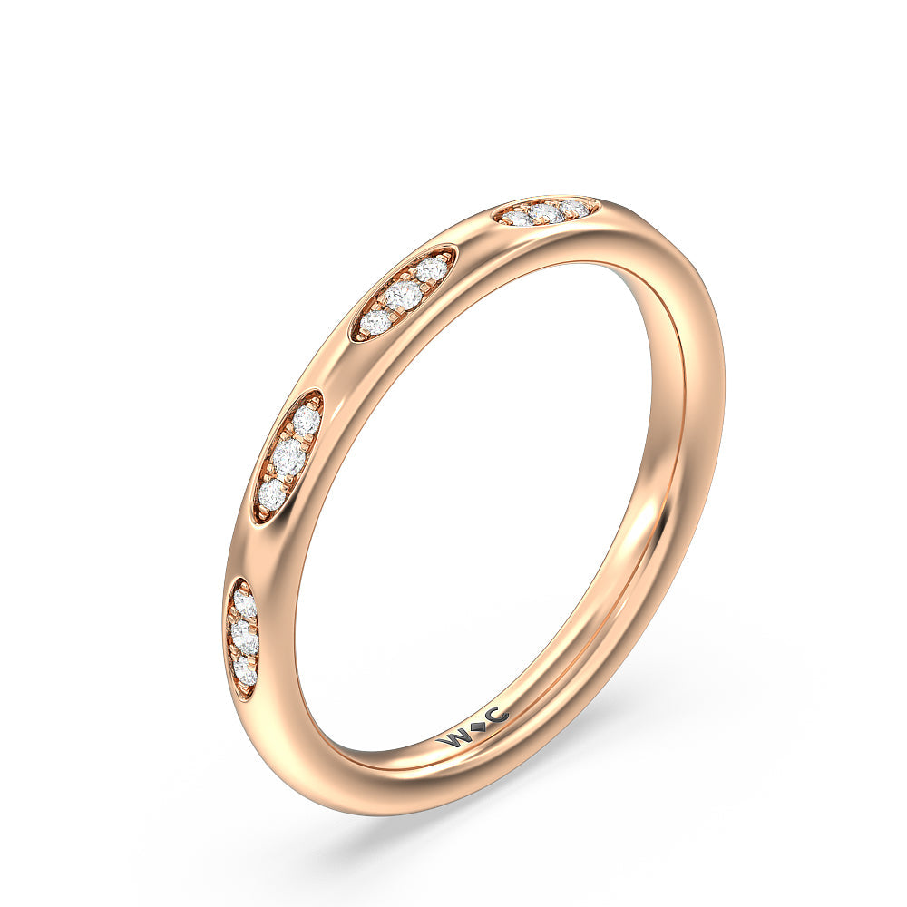 Composite Marquise Stationed Diamond Wedding Band with 18KT Rose Gold Cut Diamond in 14KT Rose Gold view 4
