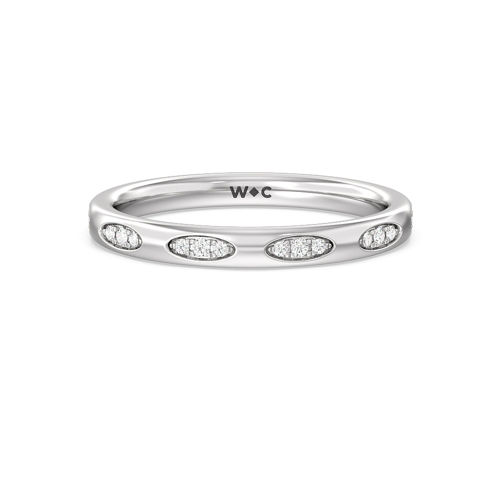 Composite Marquise Stationed Diamond Wedding Band with Platinum Cut Diamond in 14KT Platinum view 1
