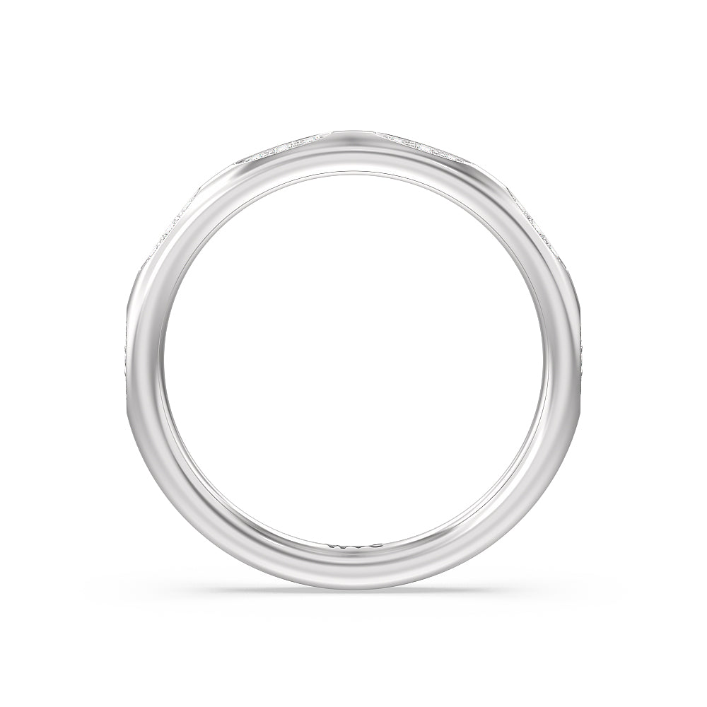 Composite Marquise Stationed Diamond Wedding Band with Platinum Cut Diamond in 14KT Platinum view 2

