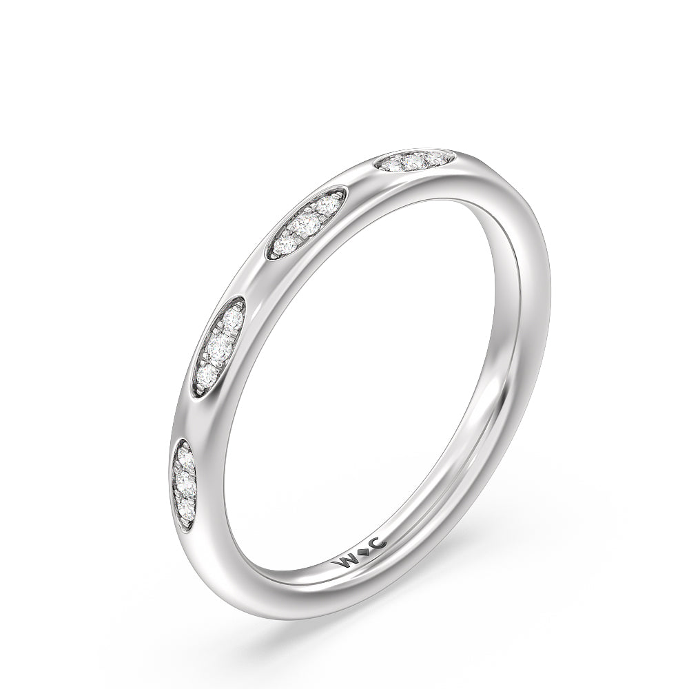 Composite Marquise Stationed Diamond Wedding Band with Platinum Cut Diamond in 14KT Platinum view 4
