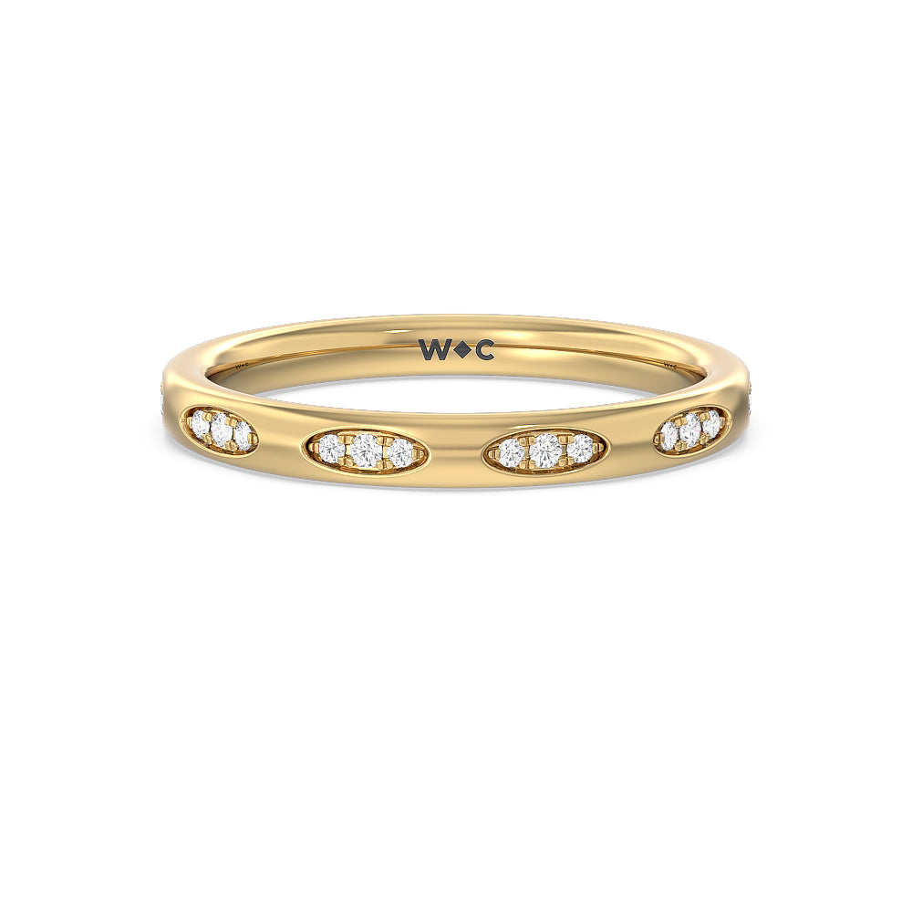 Composite Marquise Stationed Diamond Wedding Band with 18KT Yellow Gold Cut Diamond in 14KT Yellow Gold view 1
