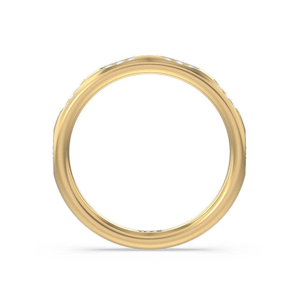 Composite Marquise Stationed Diamond Wedding Band with 18KT Yellow Gold Cut Diamond in 14KT Yellow Gold view 2
