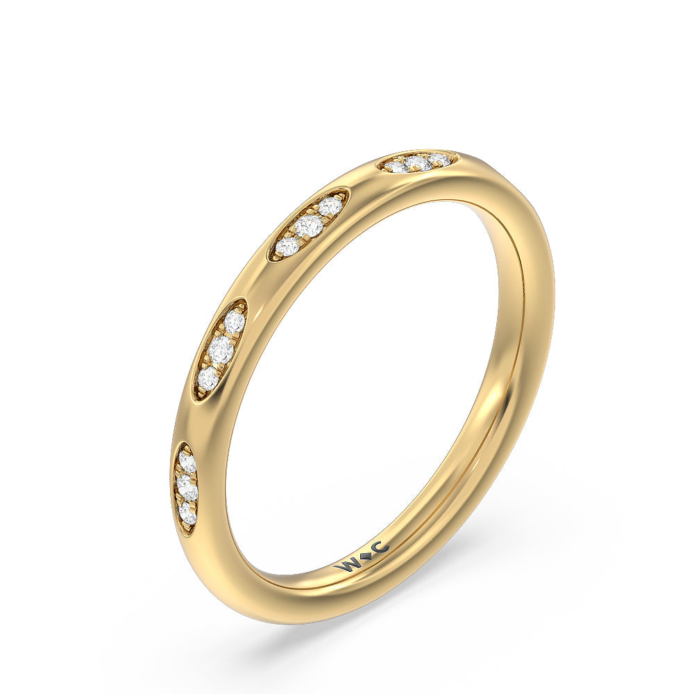 Composite Marquise Stationed Diamond Wedding Band with 18KT Yellow Gold Cut Diamond in 14KT Yellow Gold view 4
