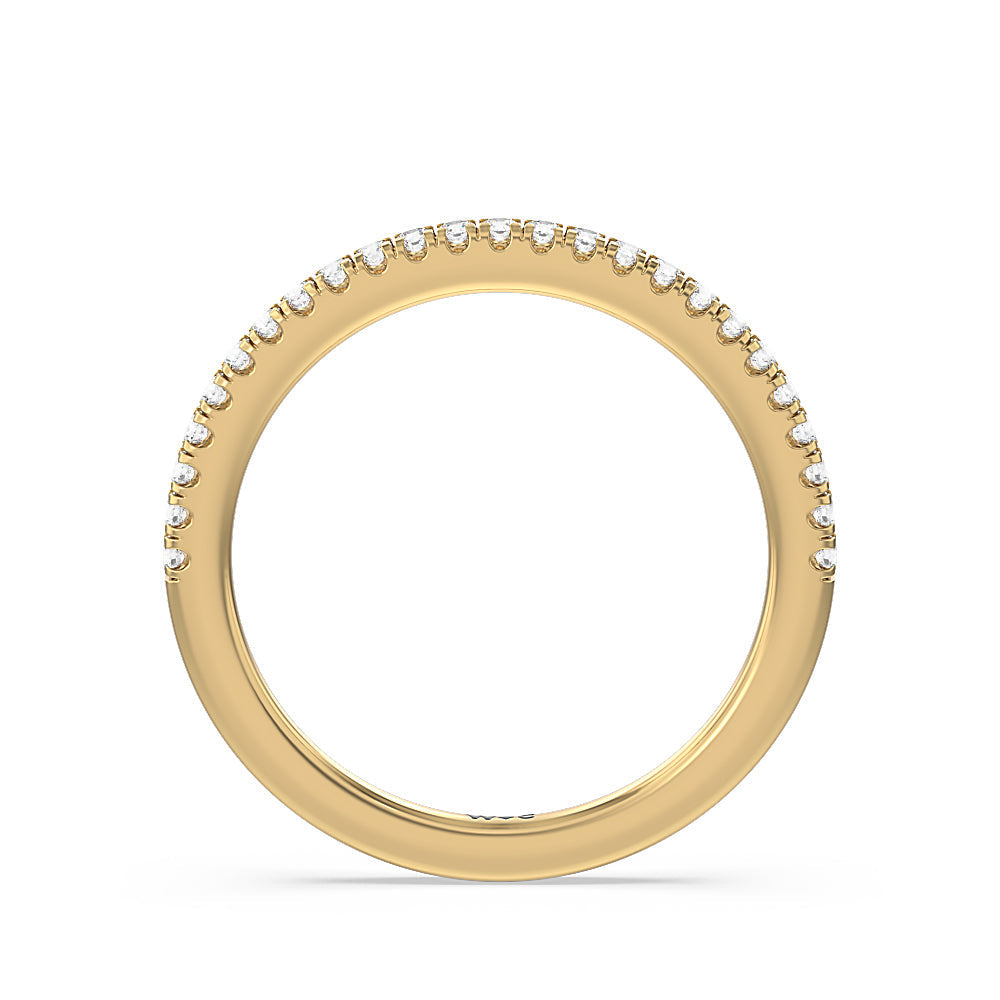Aura Studded Crescent Shank Hidden Halo Solitaire Diamond Wedding Band with 18KT Yellow Gold Cut Diamond in 14KT Yellow Gold view 2
