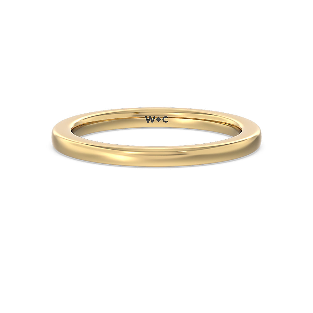 Aura Studded Crescent Shank Hidden Halo Solitaire Wedding Band with 18KT Yellow Gold Cut Diamond in 14KT Yellow Gold view 1
